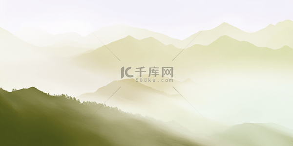 绿色水彩背景图片_简约山脉山纹背景