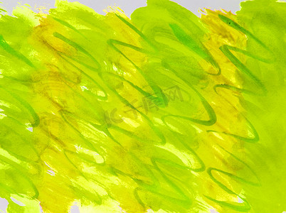 水彩光栅夏季背景草渐变黄色、绿色和光滑线条条纹，用于封面布局和设计