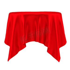红色桌布。