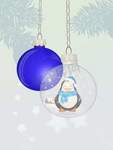 圣诞水晶球中的企鹅
