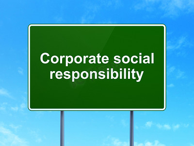 财务理念： 道路标志背景上的企业社会责任