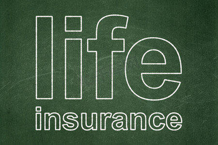 人寿保险背景摄影照片_保险概念： 黑板背景上的人寿保险