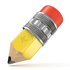 铅笔小图标摄影照片_黄色铅笔。
