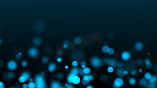 蓝色发光的散景，浅景深，计算机生成的背景，3D 渲染