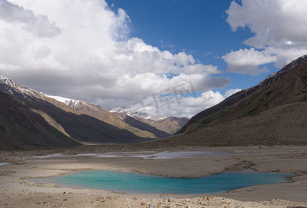 Zanskar 景观与喜马拉雅山脉被雪覆盖