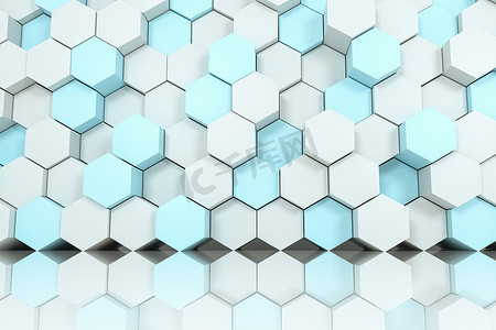 3d 渲染，白色六角立方体。
