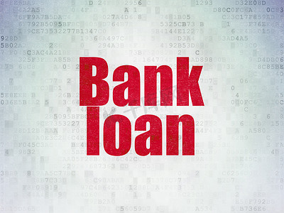 银行概念： 数字数据纸张背景上的银行贷款