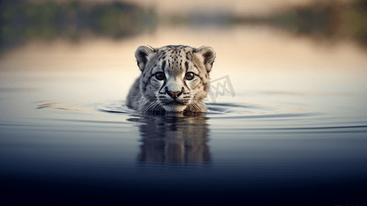 水中的小豹子