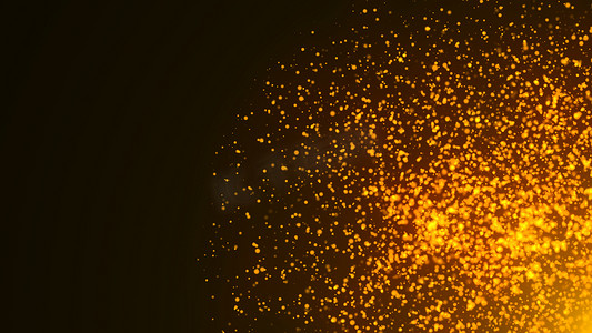 具有景深的橙色和金色余烬或粒子爆炸