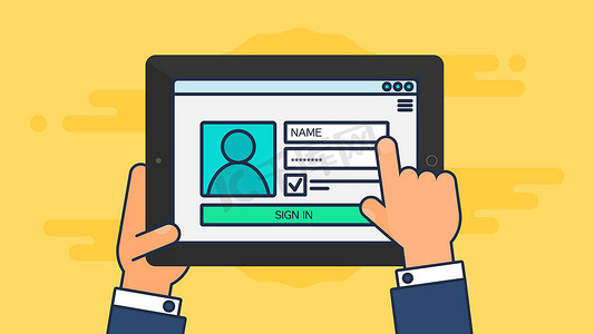 平板电脑登录表单的 Web 模板