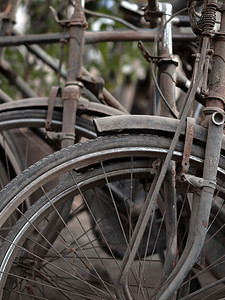 旧生锈自行车零件的抽象拍摄