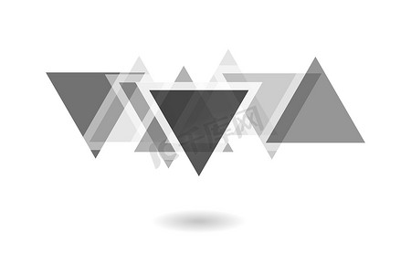 抽象几何图案，黑白重叠三角形标志