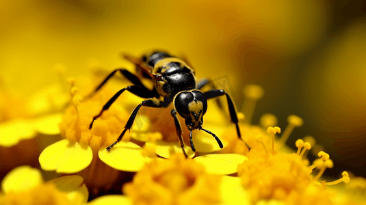 白花上的黄黑蜘蛛