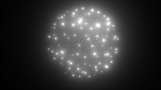 空间中的闪烁灯球 — 夜生活风格的 3d 现代背景，计算机生成的 3d 渲染背景