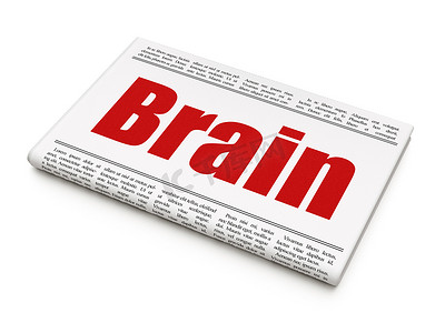 医学概念：报纸大标题大脑