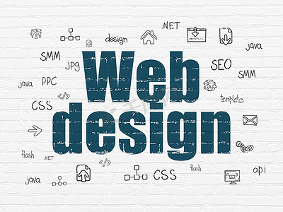 Web 开发概念： 网页设计在背景墙上