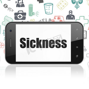 医学概念：显示有疾病的智能手机
