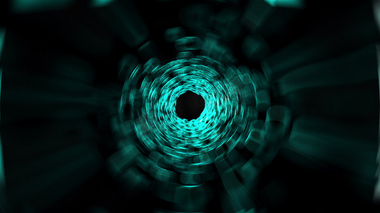 点波摄影照片_具有模糊光点的隧道，计算机生成。 
