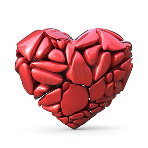 破碎的红心由红色的岩石制成。 