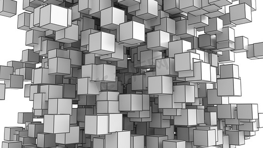 灰色调摄影照片_灰色调的立方体背景的抽象形象