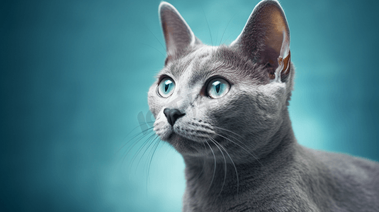 俄罗斯猫摄影照片_俄罗斯蓝眼睛蓝猫