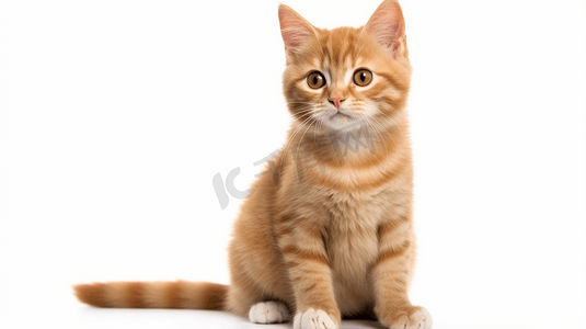 白色背景的橙色猫猫