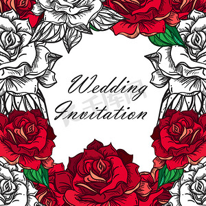 手绘婚礼玫瑰框架