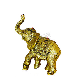 在白色背景上的大象黄金图
