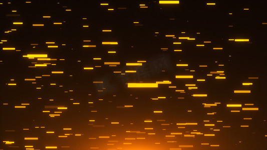 金色粒子线条背景摄影照片_许多金光闪闪的线条在太空中，现代 3d 渲染背景，粒子的金色爆炸