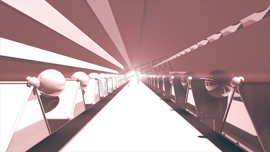 汽车渲染背景摄影照片_3d 渲染未来派公路隧道。