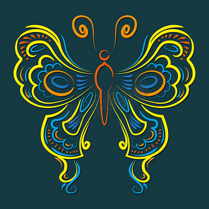一只美丽的蝴蝶是为您的设计手工绘制的。