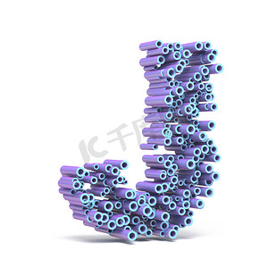 紫色蓝色字体由管 LETTER J 3D 制成