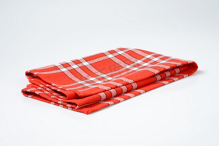 红方格桌布摄影照片_格子红白餐巾