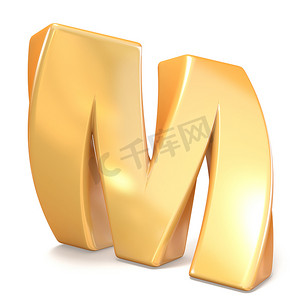 连体字体摄影照片_橙色扭曲字体大写字母 M 3D