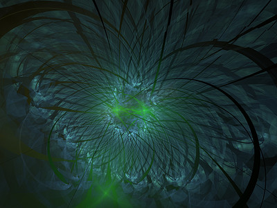绿色柔和的分形花朵计算机生成的图像，用于徽标、设计概念、网页、印刷品、海报。