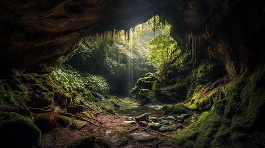 洞穴中的瀑布