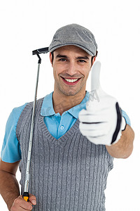 竖起大拇指的高尔夫球手肖像