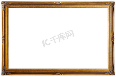 白色画框画框摄影照片_孤立在白色背景上的老式木制画框样机
