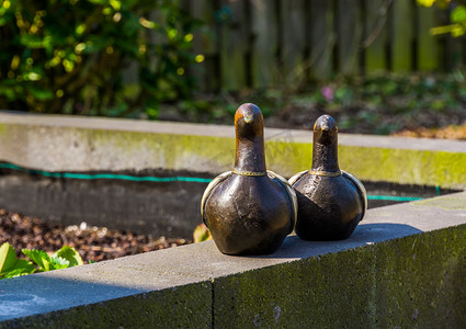 木制小鸟雕像，现代花园装饰品，装饰后院的假鸭子