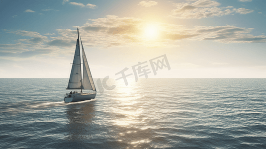 ppt扬帆起航摄影照片_白天海上的白色帆船