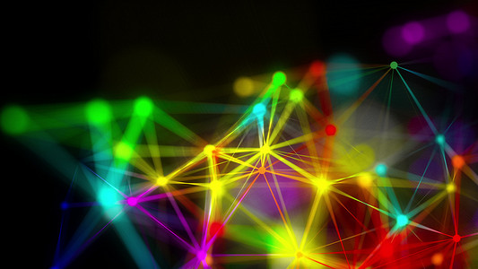 从许多点、计算机生成的背景、3d 渲染的彩虹射线抽象丛的特写