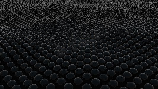 许多黑球的波浪表面。 