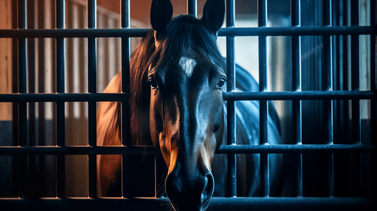 笼子里的马