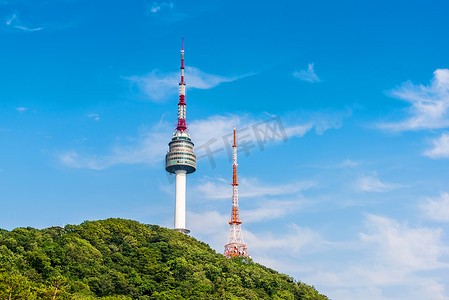 韩国，南山塔在首尔，韩国