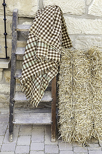 农业文化墙摄影照片_楼梯和稻草