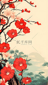 中国水墨花朵背景图片_国画花朵边框背景