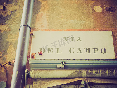 复古外观 Via del Campo 街牌在热那亚