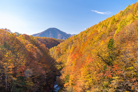 川背景摄影照片_中津川 福岛 秋天