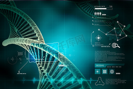 蛋白质分子摄影照片_扭曲的 DNA 链模型