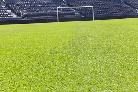 足球草坪图案摄影照片_足球场上的绿草